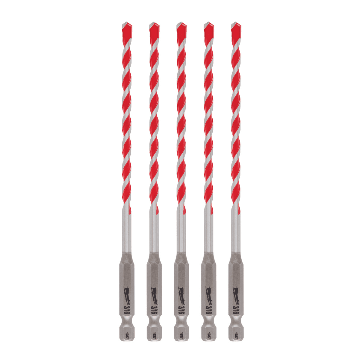 Milwaukee Tool 3/16" x 4" x 6" SHOCKWAVE Impact Duty Carbide Hammer Drill Bits - Bulk 5 PK