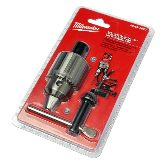 Milwaukee 3/4" Weldon to 1/2" Chuck Adapter Durable Heavy-Duty Drill Chuck Converter with Key, Model 4274-21