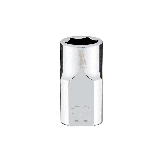 Milwaukee Tool 3/8" Drive 10mm Metric 6-Point Socket with FOUR FLAT Sides, Vanadium Steel, Chrome