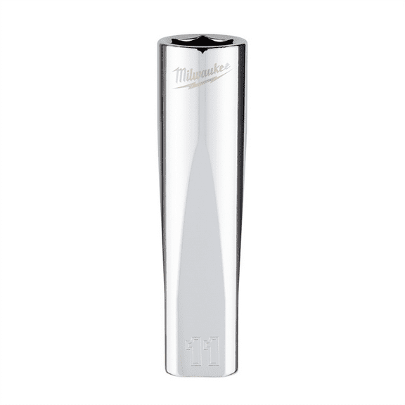 Milwaukee Tool 3/8" Drive 11mm Metric 6-Point Deep Socket with FOUR FLAT Sides, Vanadium Steel, Chrome