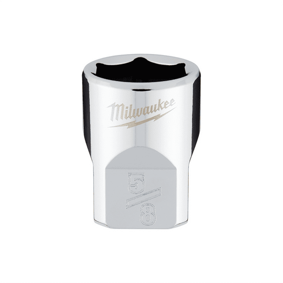 Milwaukee Tool 3/8" Drive 5/8" SAE 6-Point Socket with FOUR FLAT Sides, Vanadium Steel, Chrome