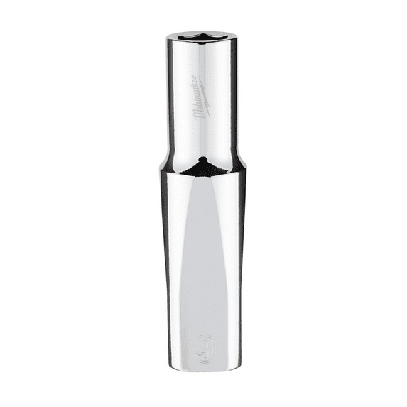 Milwaukee Tool 3/8" Drive 9mm Metric 6-Point Deep Socket with FOUR FLAT Sides, Vanadium Steel, Chrome