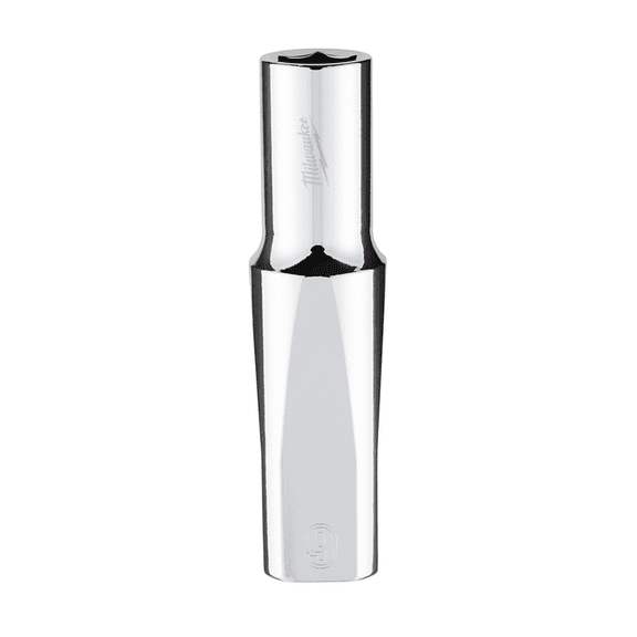 Milwaukee Tool 3/8" Drive 9mm Metric 6-Point Deep Socket with FOUR FLAT Sides, Vanadium Steel, Chrome