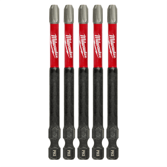 Milwaukee Tool #3 Phillips SHOCKWAVE Impact 3-1/2" Power Bits (5 pk)