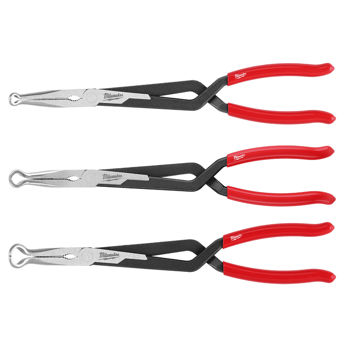 Milwaukee 48-22-6563 Long Needle Nose Pliers Set with Hose Grip and Slip Resistant Grip (3-Piece)