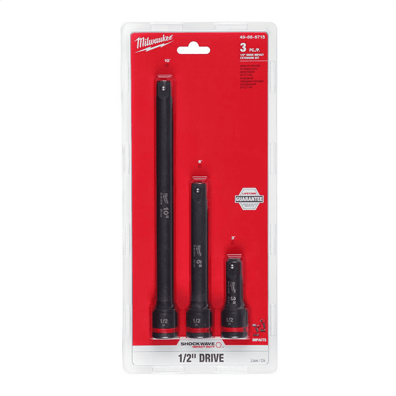 Milwaukee Tool 3PC SHOCKWAVE Impact Duty 1/2"Drive Extension Set