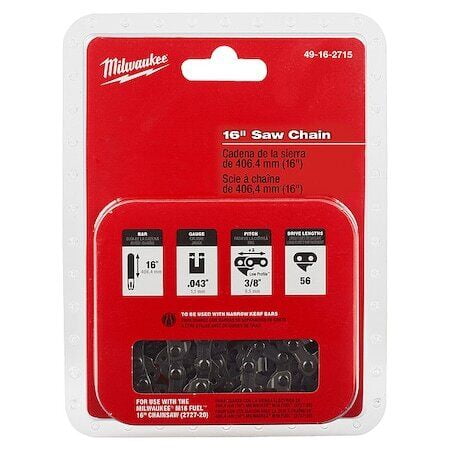Milwaukee Tool 49-16-2715 Replacement Chain For M18 Fuel Chainsaw, 16 In L, 56