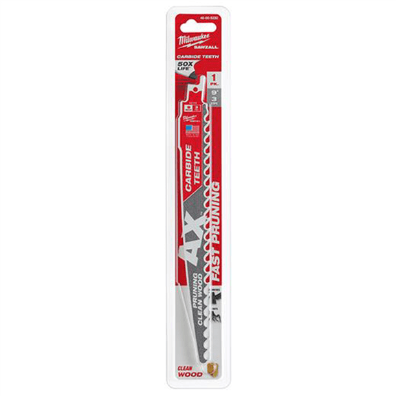 Milwaukee Tool 6" 3 TPI The AX with Carbide Teeth for Pruning & Clean Wood SAWZALL Blade 1PK