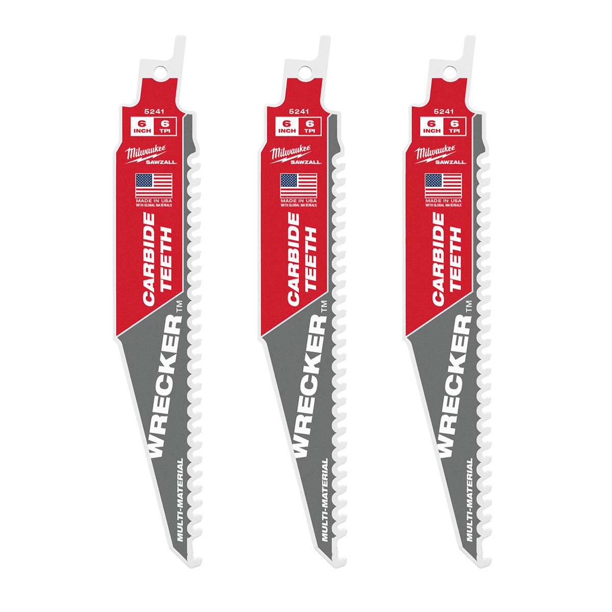 Milwaukee Tool 6" 6 TPI THE WRECKER with Carbide Teeth SAWZALL Blade 3PK