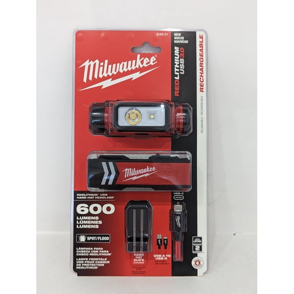 Milwaukee 2163-21 600 Lumens LED USB Hard Hat Headlamp Kit