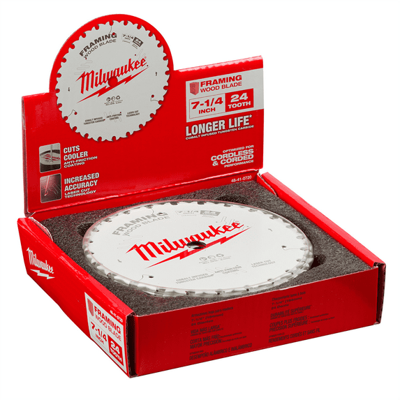 Milwaukee Tool 7-1/4" 24T Framing Circular Saw Blades Bulk 10