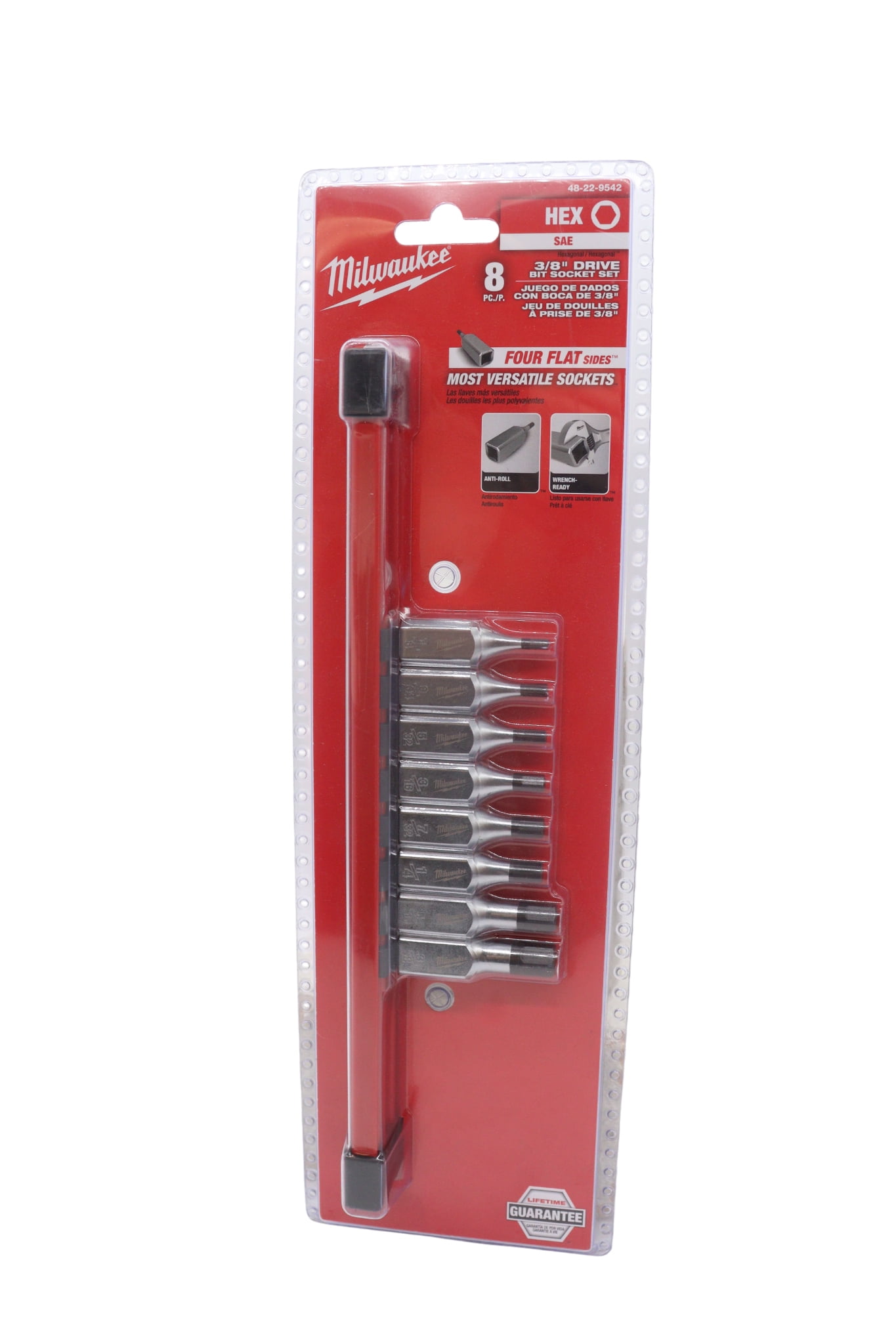 Milwaukee 48-22-9542 8pc 3/8" Drive Hex Bit Socket Set - SAE