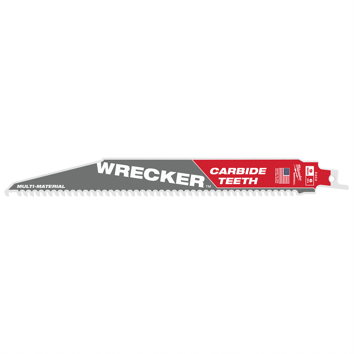 Milwaukee 48-00-5242 9" 6 TPI WRECKER Carbide Teeth Multi-Material Cutting SAWZALL Reciprocating Saw Blade