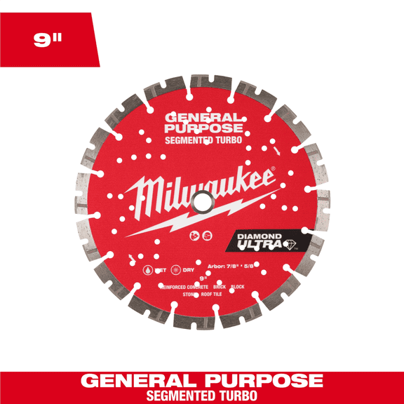 Milwaukee Tool 9 Inch DIAMOND ULTRA Segmented Turbo, General Purpose Diamond Blade