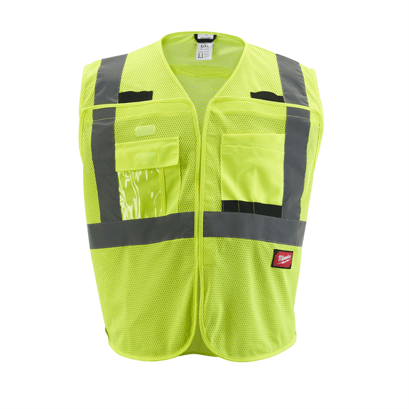 Milwaukee Tool Class 2 Breakaway High Visibility Yellow Mesh Safety Vest - 2XL/3XL