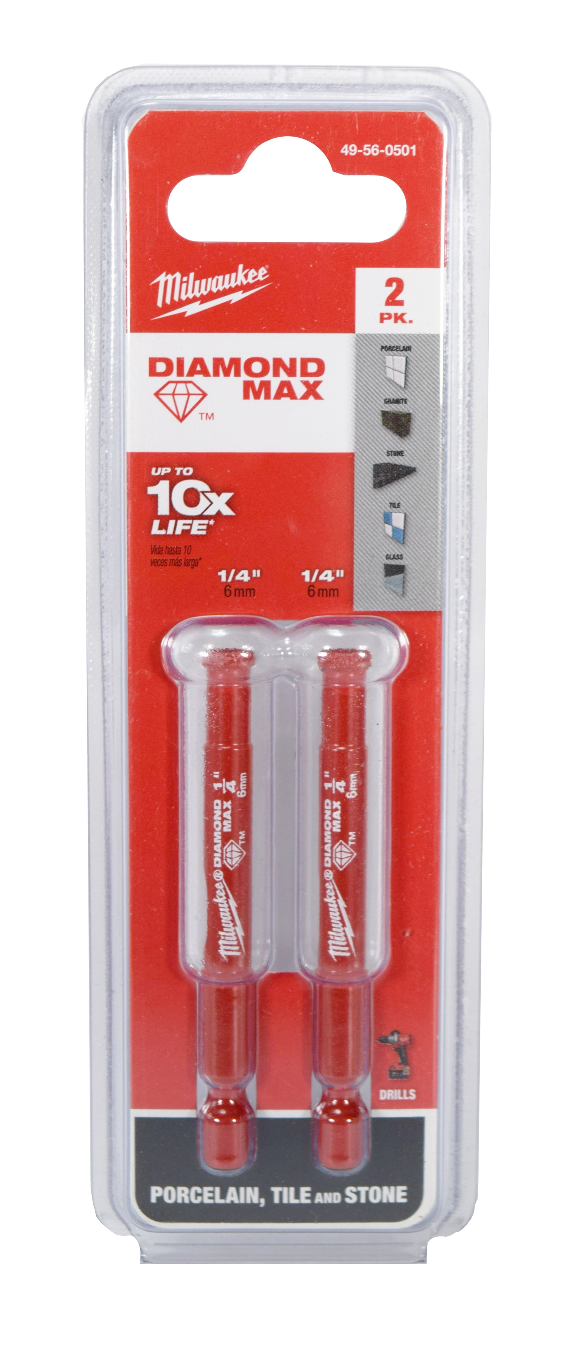 Milwaukee 49-56-0501 Diamond MAX 1/4" Diamond Grit Hole Saw PK