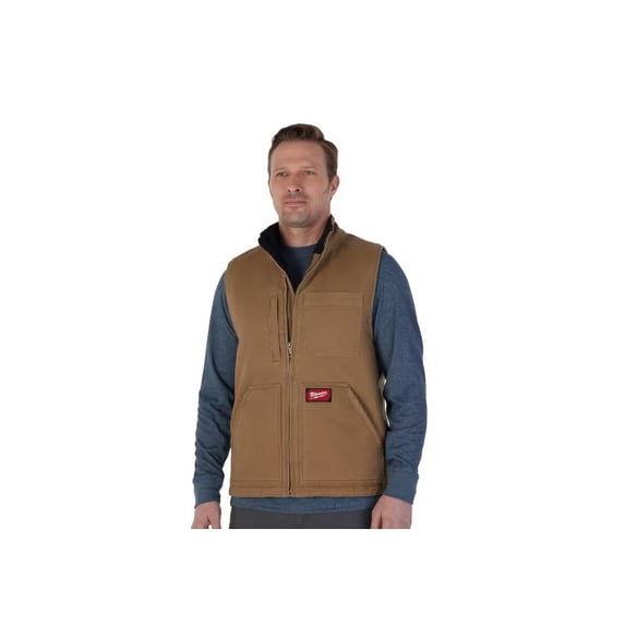 Milwaukee Heavy Duty Sherpa Lined Vest Brown Xl