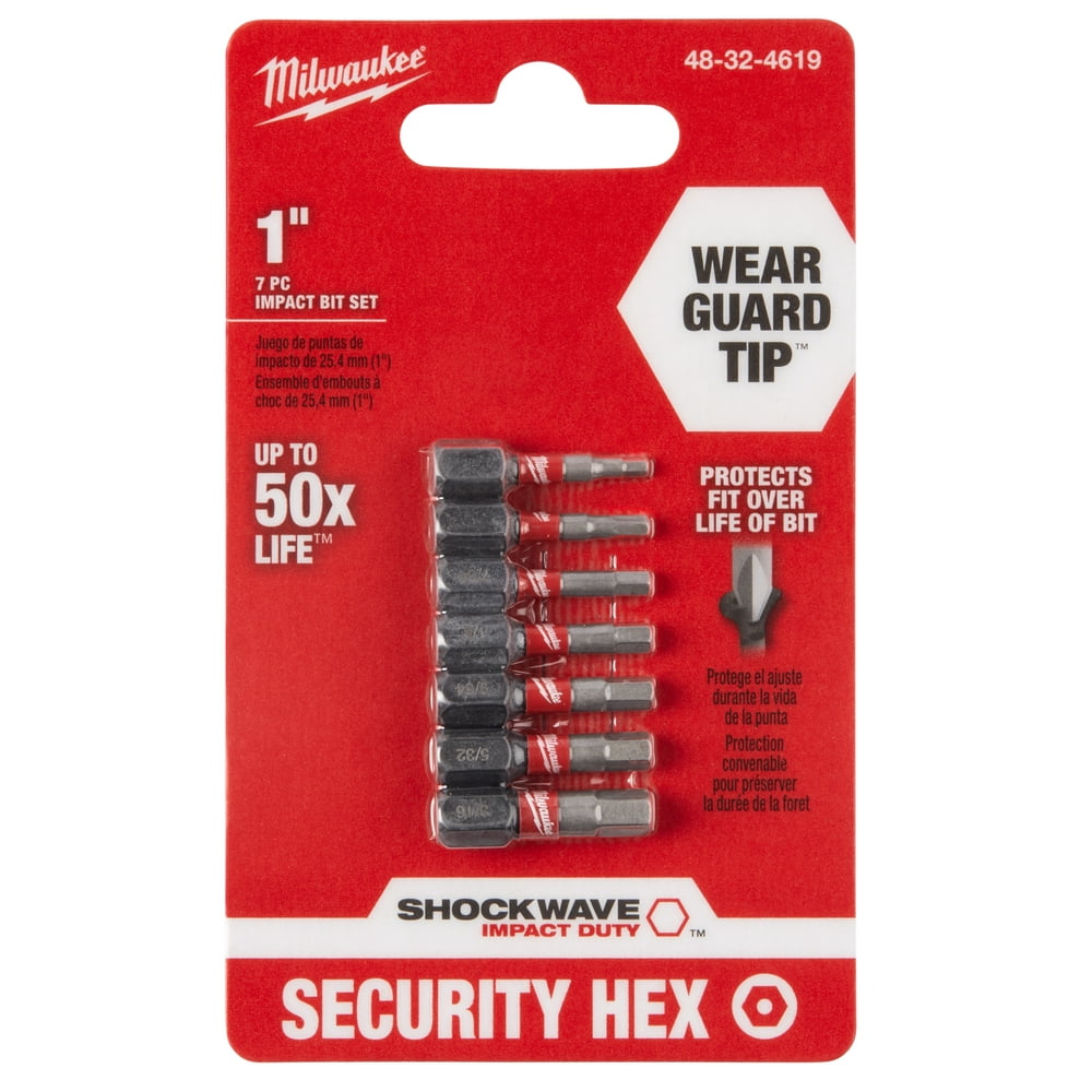 Milwaukee-48-32-4619 7-Piece SHOCKWAVE Impact Hex Security Insert Bit Set (3 Pack)