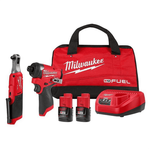 Milwaukee Tool M12 FUEL 1/4" Hex Impact Driver Kit w/ 3/8" High Speed Ratchet