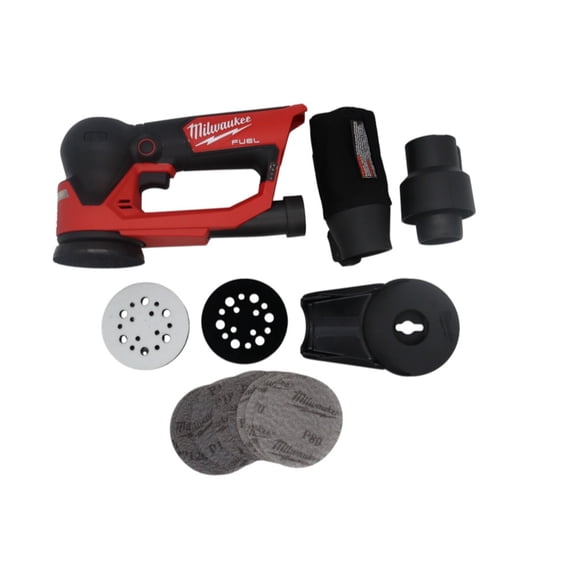 Milwaukee 2535-20 M12 FUEL 12V 3" Random Orbital Detail Sander, Cordless Brushless Detail Sander with Variable Speed, Dust Collection, LED Light, Tool Only with Sanding Discs and Accessories