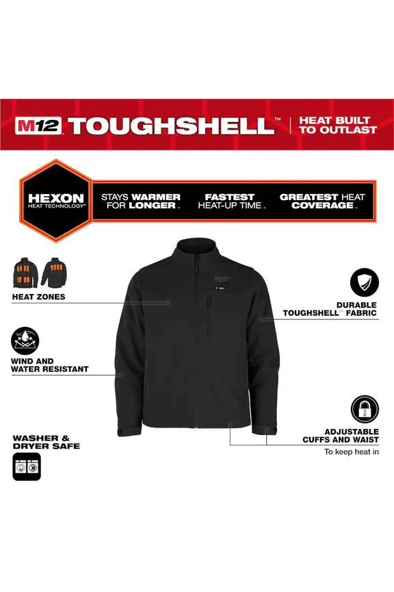 Tool M12 Heated TOUGHSHELL Jacket Kit, Black, 2X
