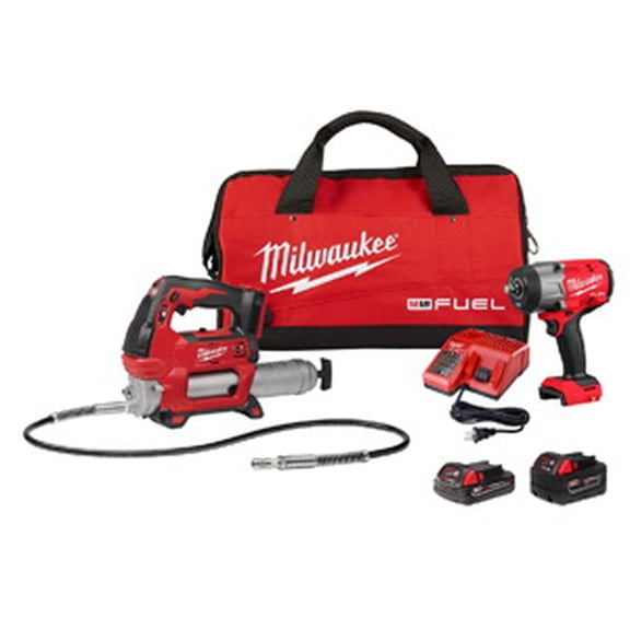 Milwaukee Electric Tool MWK2967-22GG M18 FUEL 1/2" Impact Wrench & Grease Gun Combo Kit