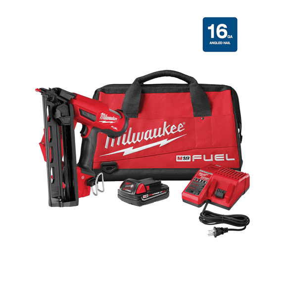 Milwaukee Tool M18 FUEL 16 Gauge Angled Finish Nailer Kit