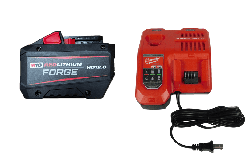 Milwaukee M18 REDLITHIUM FORGE HD12.0 Battery Pack with M12 & M18 Rapid Charger (48-59-1813GB) 50% More Power, Fast Charging, Longest Battery Life, Gift Box Set