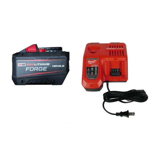 Milwaukee M18 REDLITHIUM FORGE HD12.0 Battery Pack with M12 & M18 Rapid Charger (48-59-1813GB)  50% More Power, Fast Charging, Longest Battery Life, Gift Box Set