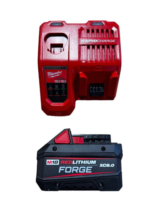 MILWAUKEE 48-59-1881 M18 REDLITHIUM FORGE XC8.0 Starter Kit 8.0Ah Battery & Rapid Charger, High Output Power