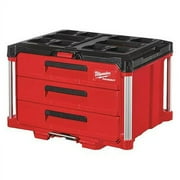 Milwaukee Tool PACKOUT 3-Drawer Tool Box, Polymer, Black/Red, 22-1/4 in W x 16-1/4 in D x 14-1/4 in H