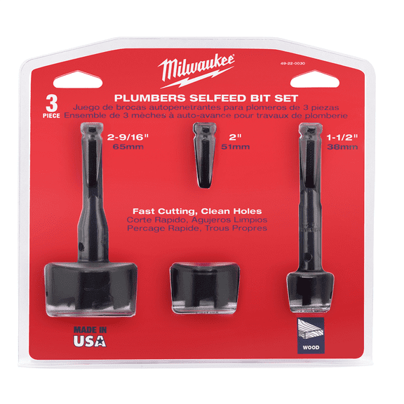 Milwaukee Tool Plumbers' Selfeed Bit Kit (3 PC)