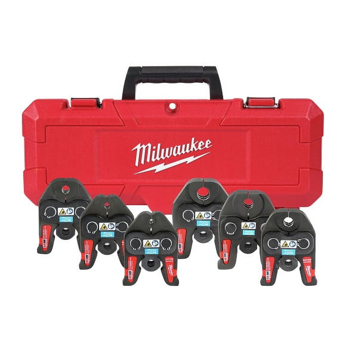 Milwaukee M18 Press 1/4 in – 7/8 in Streamline ACR Copper Press Jaw Set (49-16-2661M) – Flame-Free HVAC Connections, 6 Jaws Included