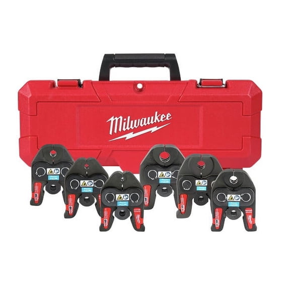Milwaukee M18 Press 1/4 in 7/8 in Streamline ACR Copper Press Jaw Set (49-16-2661M) Flame-Free HVAC Connections, 6 Jaws Included