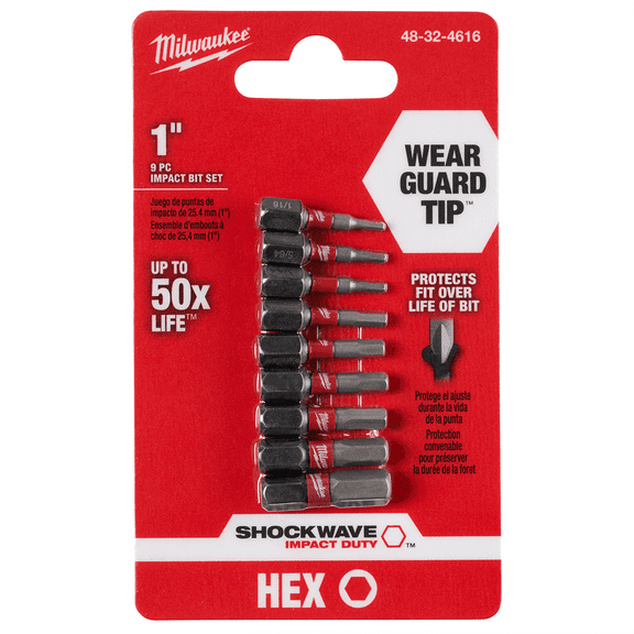 Milwaukee Tool SHOCKWAVE Impact Hex Insert Bit Set -9PC