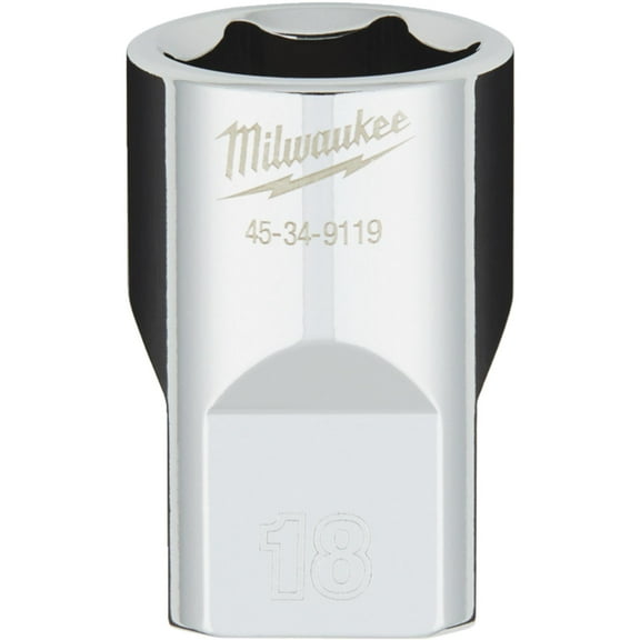 Milwaukee-45-34-9119 1/2 in. Drive 18MM Metric 6-Point Socket with FOUR FLAT Sides