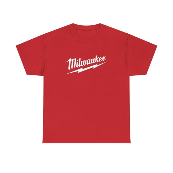Milwaukee Tool Unisex Black Red Workwear Merch Cotton Tee Gear Automotive - Red / 5XL