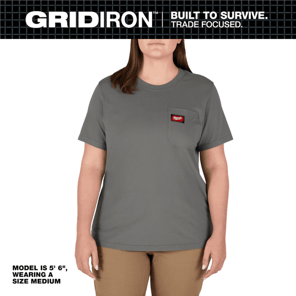 Milwaukee Tool Women's GRIDIRON Pocket T-Shirt - Short Sleeve -  Gray -  XS