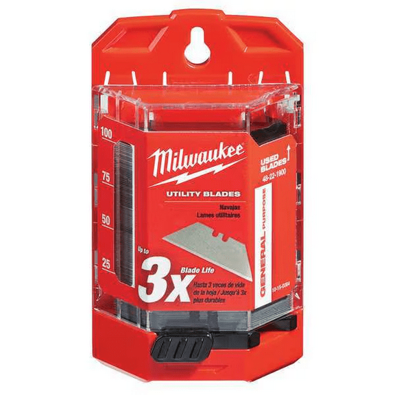 Milwaukee Utility Blades General Purpose Straight Edge Carbide Steel Knife Refills Cutter 100-Pack