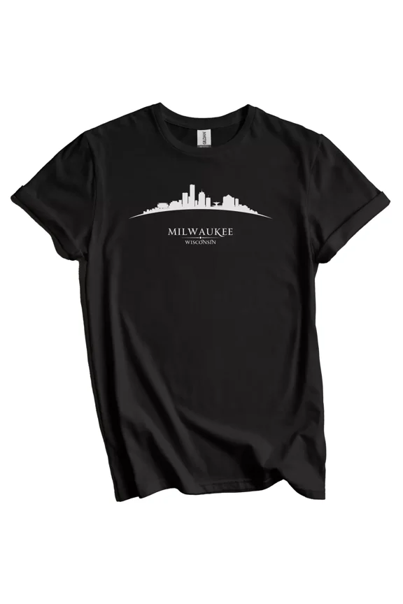 Milwaukee Wisconsin Cityscape Downtown Skyline T-Shirt Gift for Men Women Unisex Tee, Birthday Gift