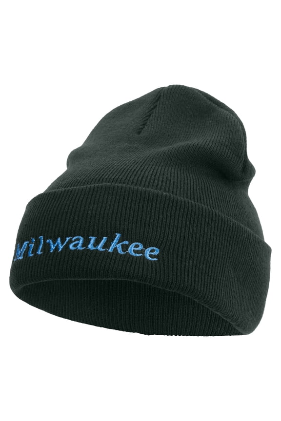 Milwaukee Wisconsin Logo Embroidered Super Stretch Knit Watch Cap Beanie - Dk Green OSFM