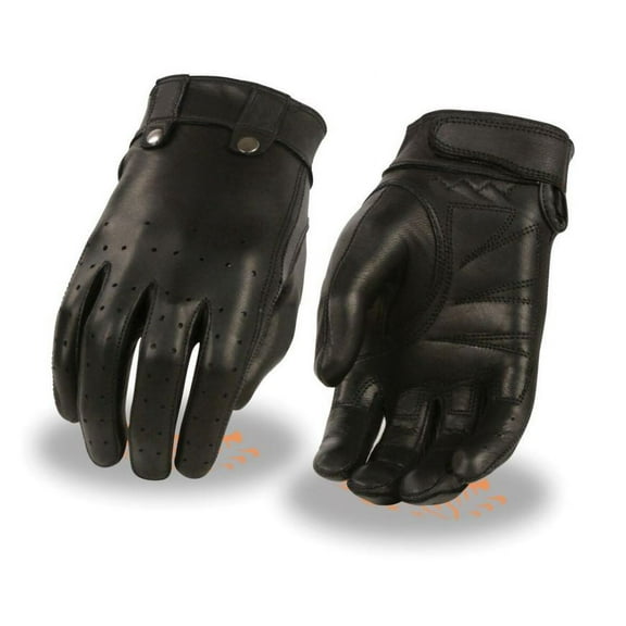 Milwaukee Womens Lined Leather Driving Gloves Gel Palm/Rivets/Straps Black
