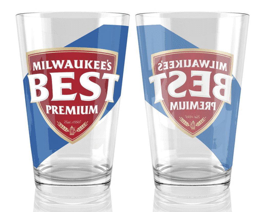 Milwaukee's Best Shield Blue Label - 16 oz. Pint Glasses - Set of 4