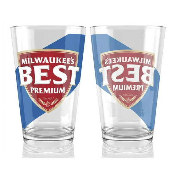 Milwaukee's Best Shield Blue Label - 16 oz. Pint Glasses - Set of 4