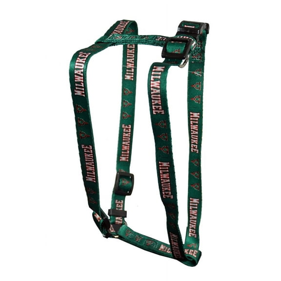 MilwaukeeBasketball Bucks Extra Small XS 5/8 Inch Wide Adjustable Dog Harness 8" - 14"