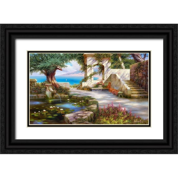 Milyukov, Alexey 32x21 Black Ornate Wood Framed with Double Matting Museum Art Print Titled - Southern landscape