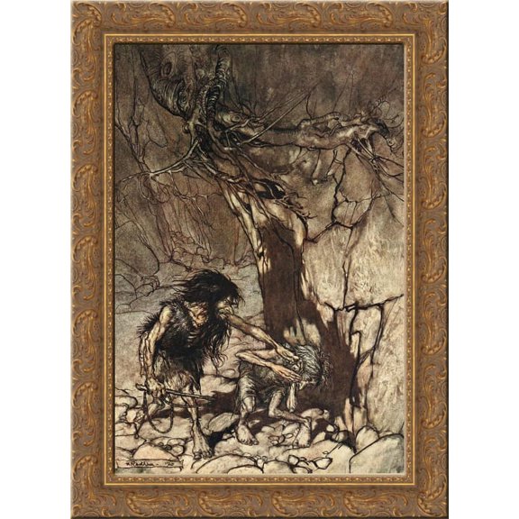 Mime, howling. Oh?! Oh?! 20x24 Gold Ornate Wood Framed Canvas Art by Rackham, Arthur
