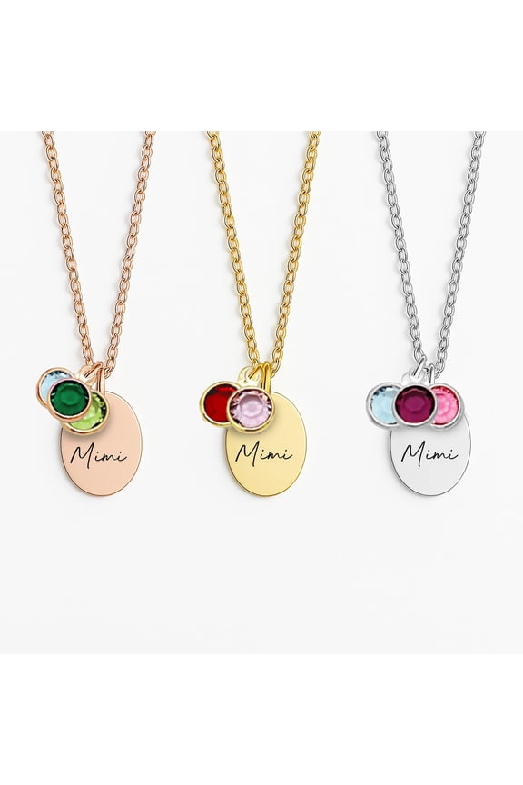 Mimi Family Necklace Personalized Mimi Gifts from Grandkids Birth Month Birthstones - Custom Grandma Jewelry with Birth Stone Charms Grandchildren Jewelry - Mother's Day Gifts