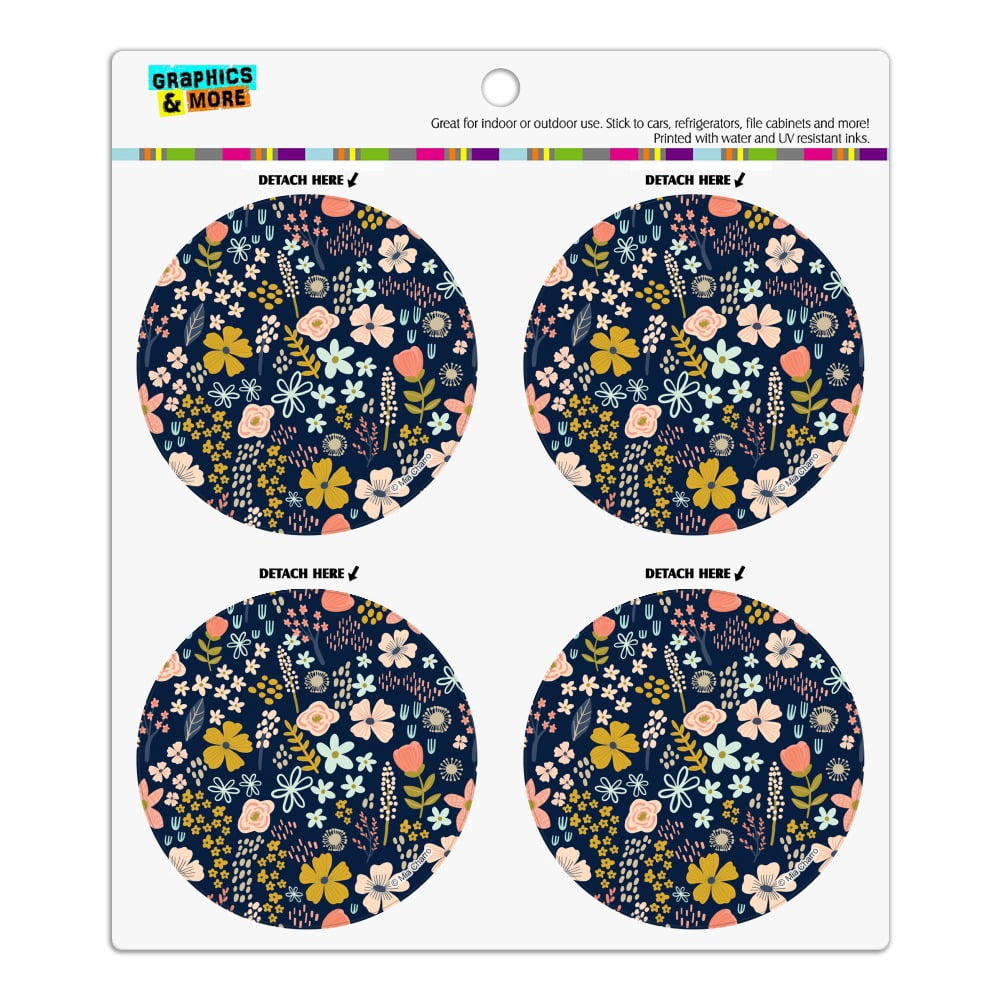 Mimi Flowers Floral Pattern Refrigerator Fridge Locker Vinyl Circle ...
