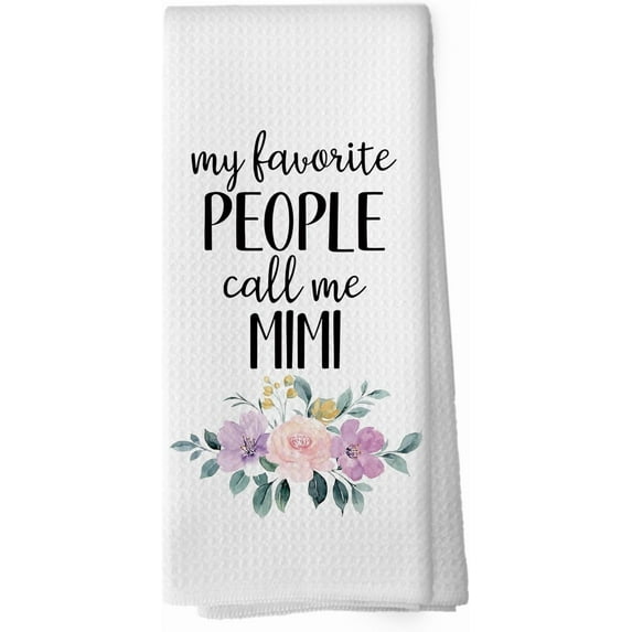 Mimi Gifts Kitchen Towels - Grandma Gifts from Grandkids Dish Towels, Rustic Grandma Mothers Day Birthday Decorative Absorbent Dishcloths Hand Towel for Kitchen Decor 18x26 Inches